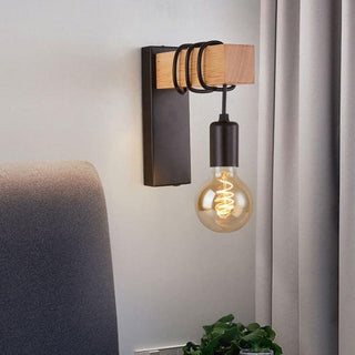 Black And Wood Wall Sconce | Lumilya