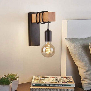 Black And Wood Wall Sconce | Lumilya
