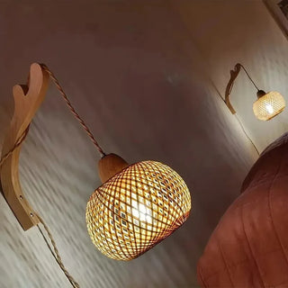 Rattan Plug In Wall Sconce | EPSILON